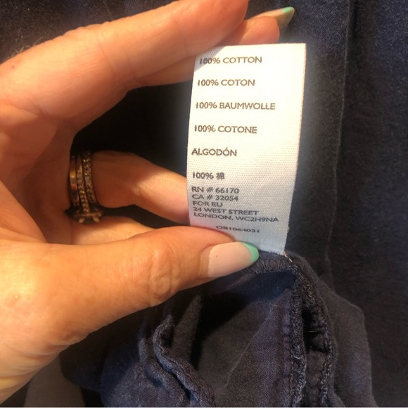 We the Free navy blue smocked neckline peasant cotton blouse bohemian style S - Picture 9 of 9